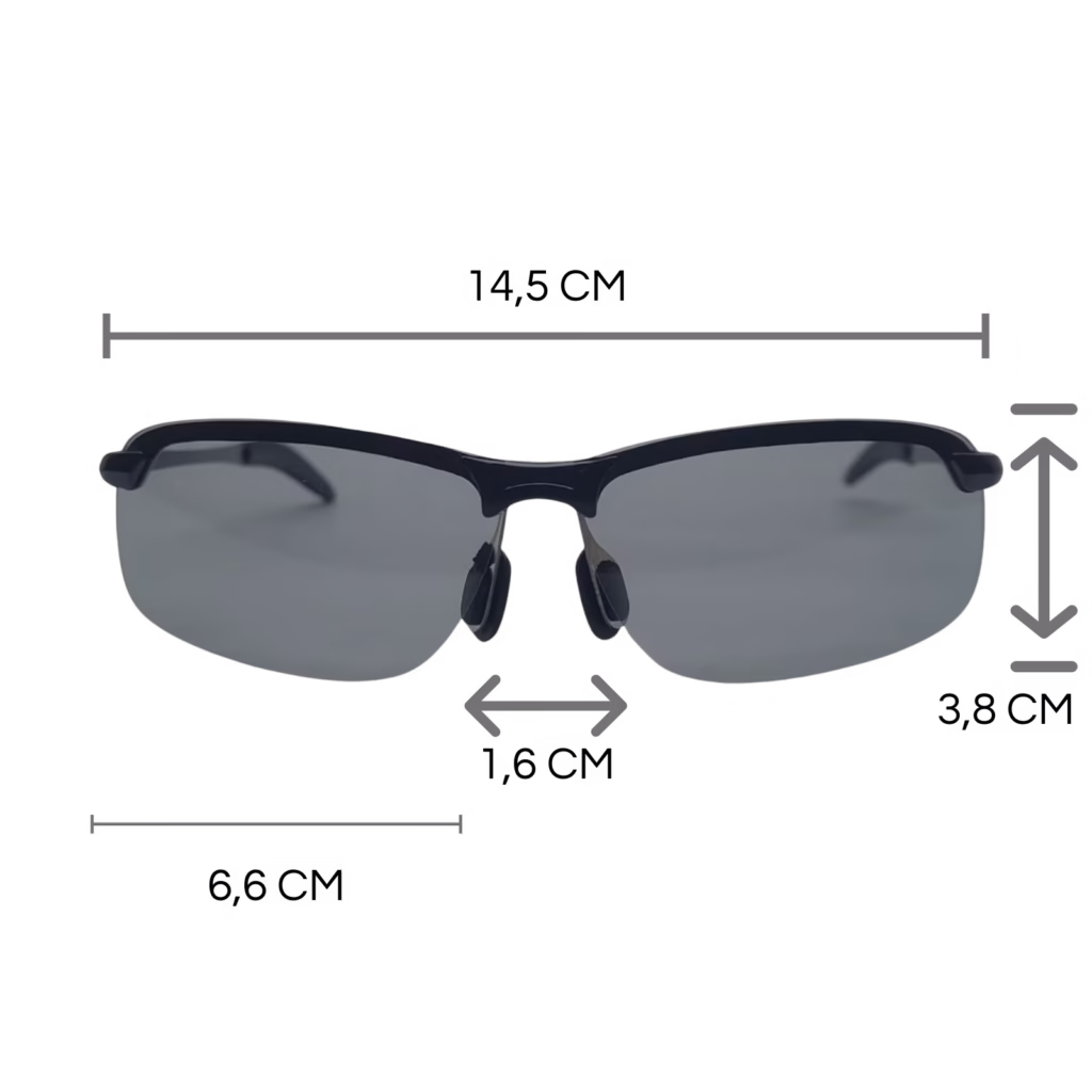 Kacamata Anti Silau Siang dan Malam Original 100% Polarized Photochromic Warna Hitam Untuk Pria - spesifikasi
