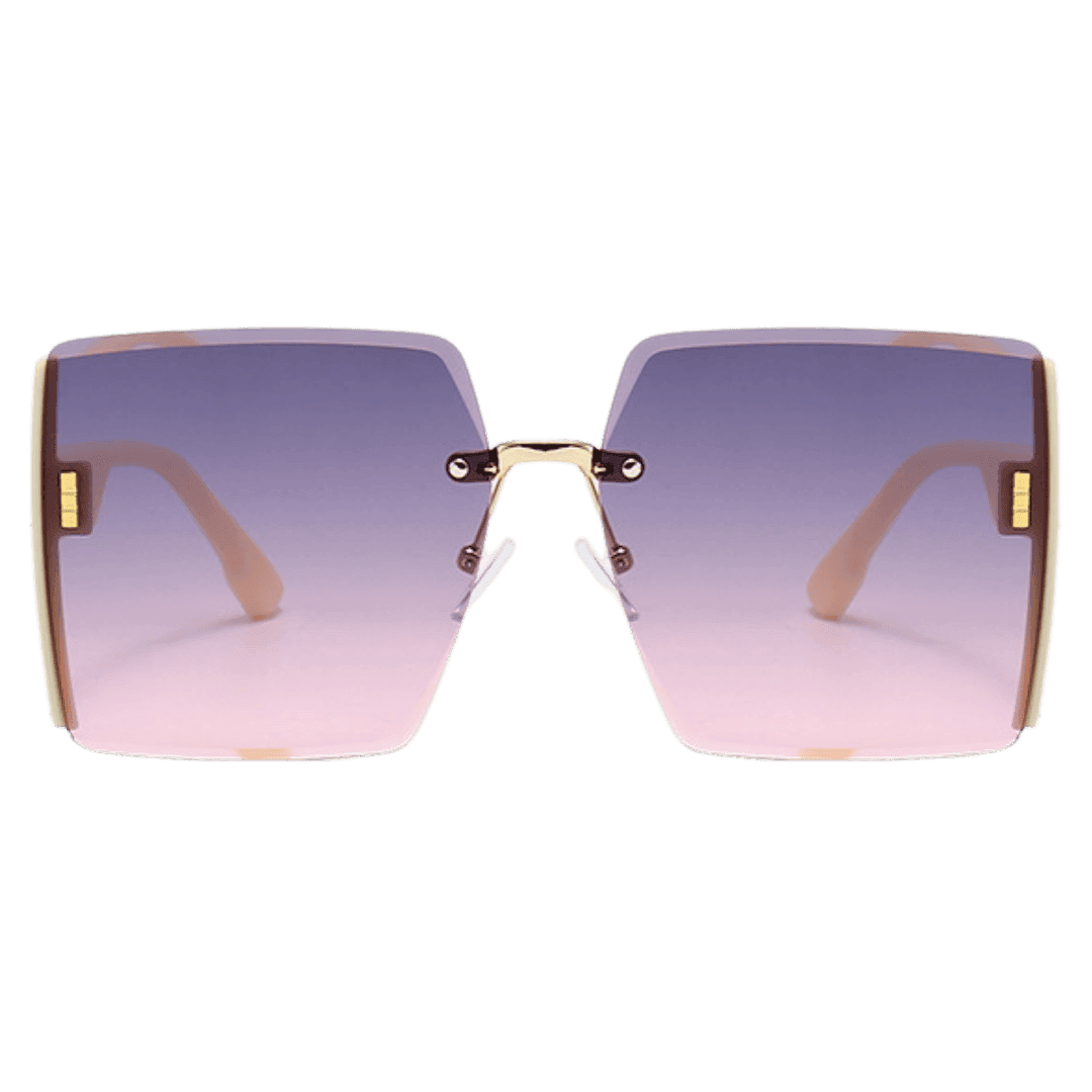 Kacamata Hitam Wanita Anti UV400 Model Oversize Warna pink Bahan Polikarbonat - Depan